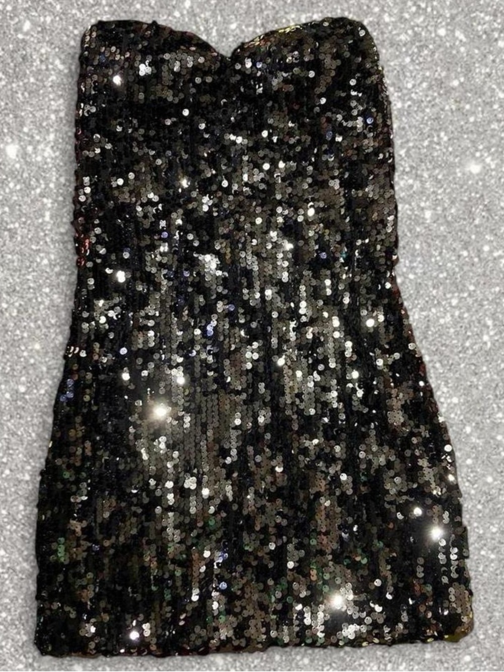 As U Wish Strapless Black Sequin Dress